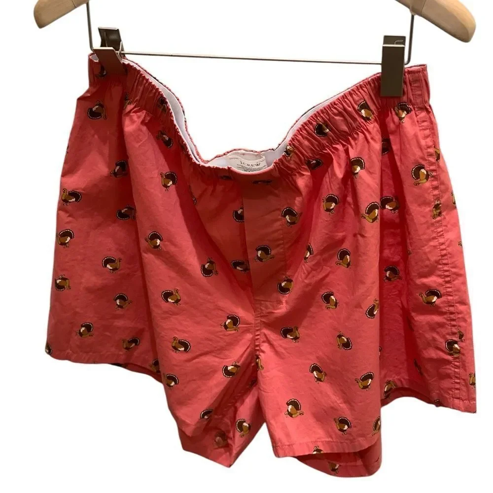 J. Crew Men’s Cotton Poplin Woven Boxer Briefs Turkey Graphic Print